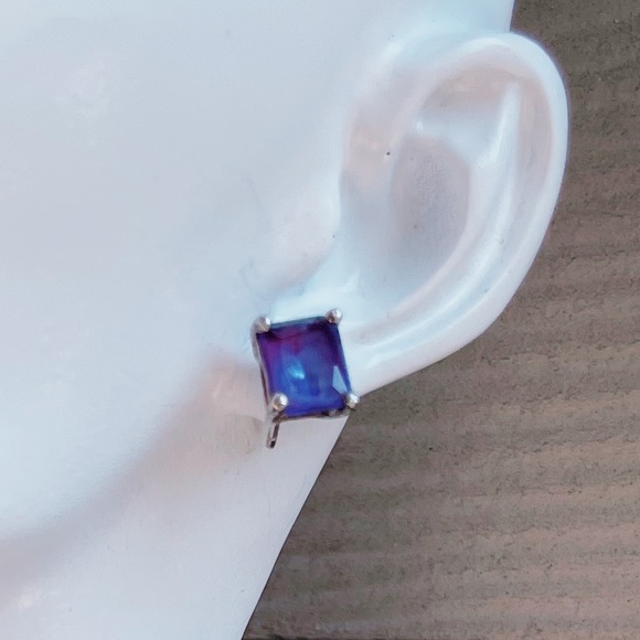 Sterling Silver Azure Stud Earrings - Picture 2 of 4
